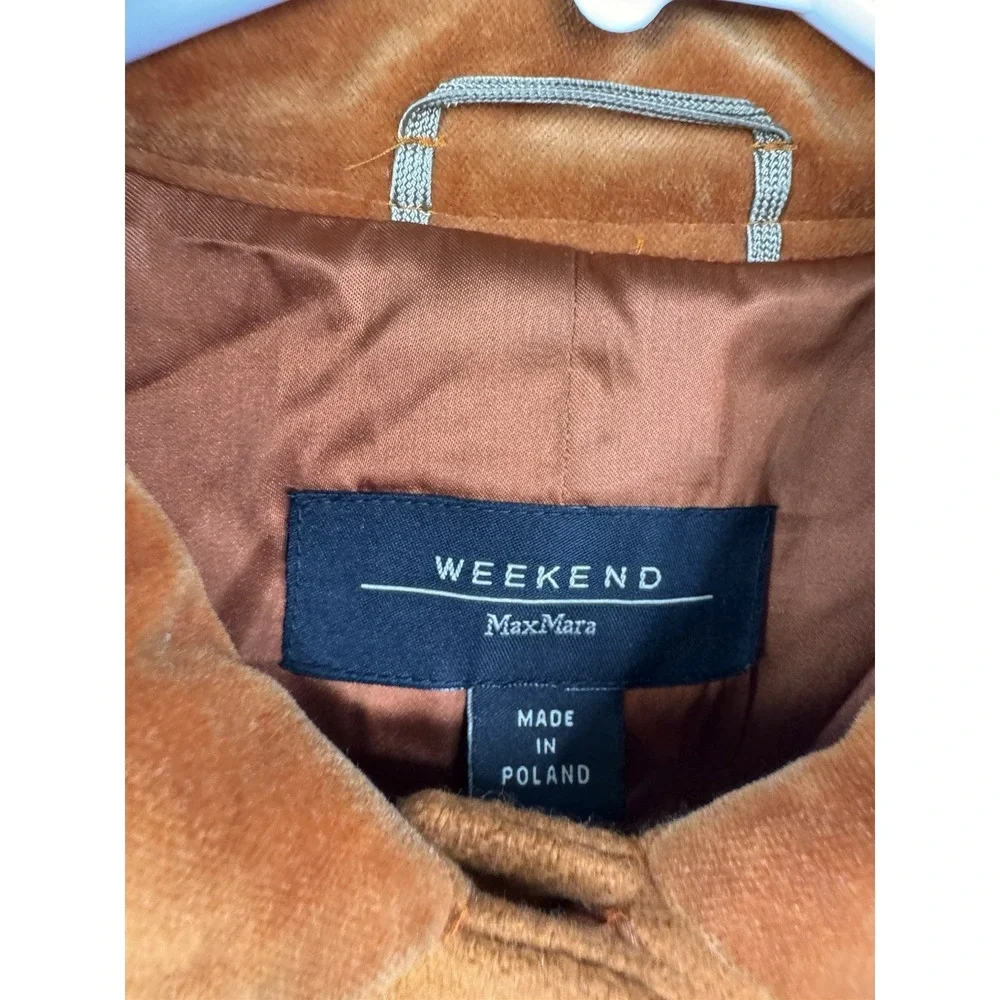 Max‎ Mara Weekend Wool Jacket Women's 4 EU 38 Terracotta Velvet Collar Tailored